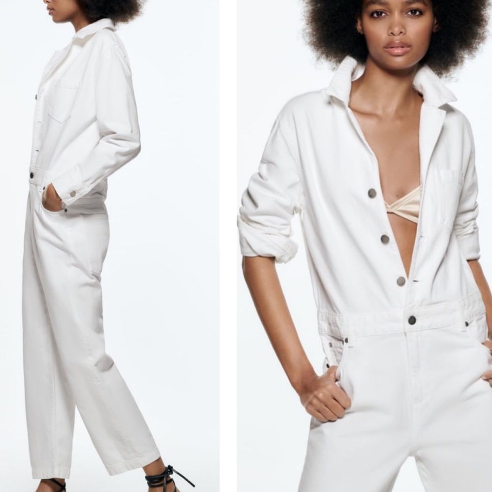 Zara long denim jumpsuit